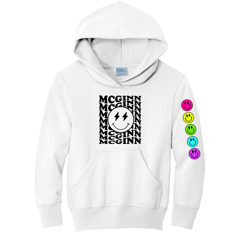 McGinn Youth "Smiley Neon Sleeve" Fleece Pullover Hooded Sweatshirt